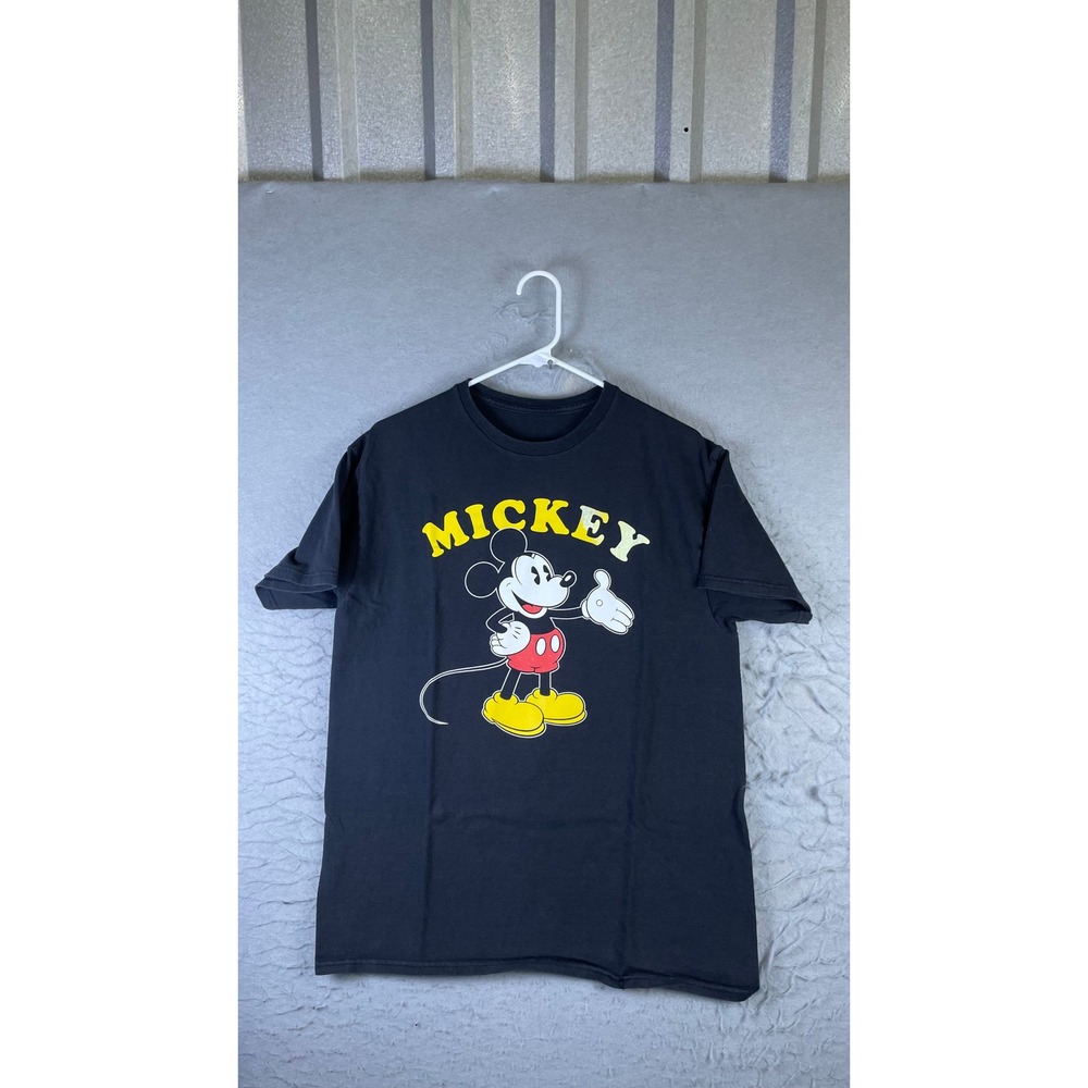Disney Mickey Mouse T-Shirt Mens Medium Black Good Graphic Short Sleeve Tee